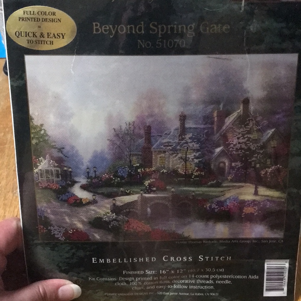 Vintage Thomas Kinkade cross stitch kit new and unopened Beyond Spring Gate